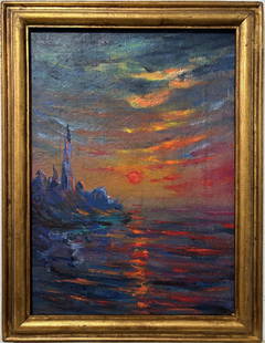 Claude Monet French 1840 - 1926 Oil on Canvas In the Style of. Renoir & Manet Impressionist Era.: Title: Untitled Technique: Oil on canvas Dimensions: 20 x 16 inches Date: Undated Provenance: Private collection Condition: Good Visual Description:This evocative oil on canvas captures a vivid seasca