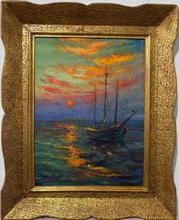 Claude Monet French 1840 - 1926 Oil on Canvas In the Style of. Renoir & Manet Impressionist Era.: Title: Untitled Technique: Oil on canvas Dimensions: 17 x 13 inches Date: Undated Provenance: Private collection Condition: Good Visual Description:This luminous oil on canvas captures a serene mariti