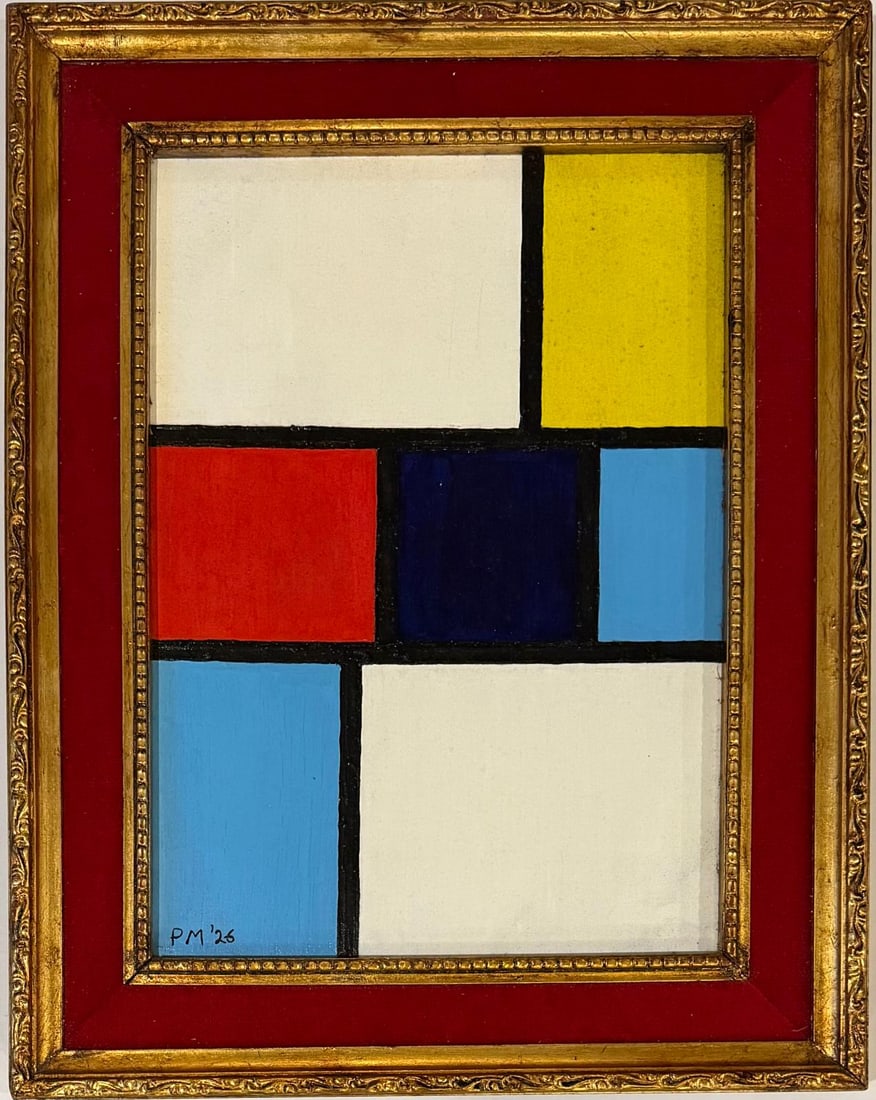 Piet Mondrian Dutch 1872- 1911 Oil on Canvas Painting in the style of. Kandinsky, Malevich, Period.: Title: Composition No. VII, With Yellow, Red and Blue Technique: Oil on canvas Dimensions: 16 x 12 inches Date: 1926 Provenance: Private collection Condition: Good Visual Description:This oil on canva