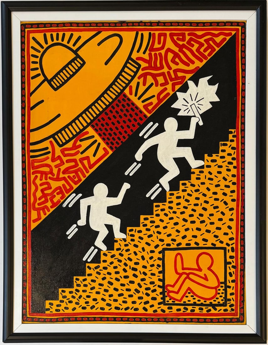 Keith haring American 1958 - 1990 Acrylic/Canvas In The Style of. Warhol & Haring Pop Art Period. (1 of 8)