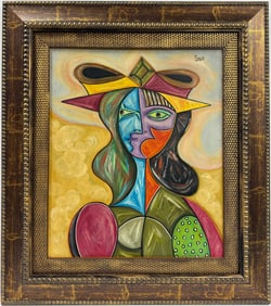 Pablo Picasso Spanish Oil on Canvas In The Style Of. Dali, Magritte, Chagall & Picasso Era
