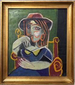 Pablo Picasso Spanish Oil on Canvas In The Style Of. Dali, Magritte, Chagall & Picasso Era