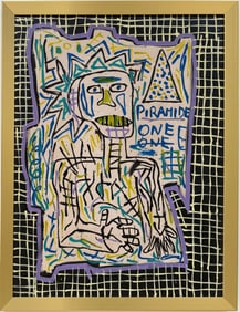 Jean Michel Basquiat Abstract In The Style of. Neo Expressionism & Modern Era Mixed Media/Canvas.