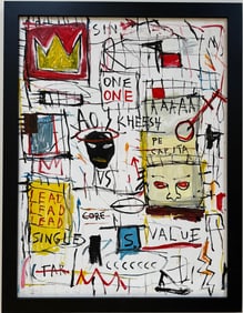 Jean Michel Basquiat Abstract In The Style of. Neo Expressionism & Modern Era Mixed Media/Canvas.