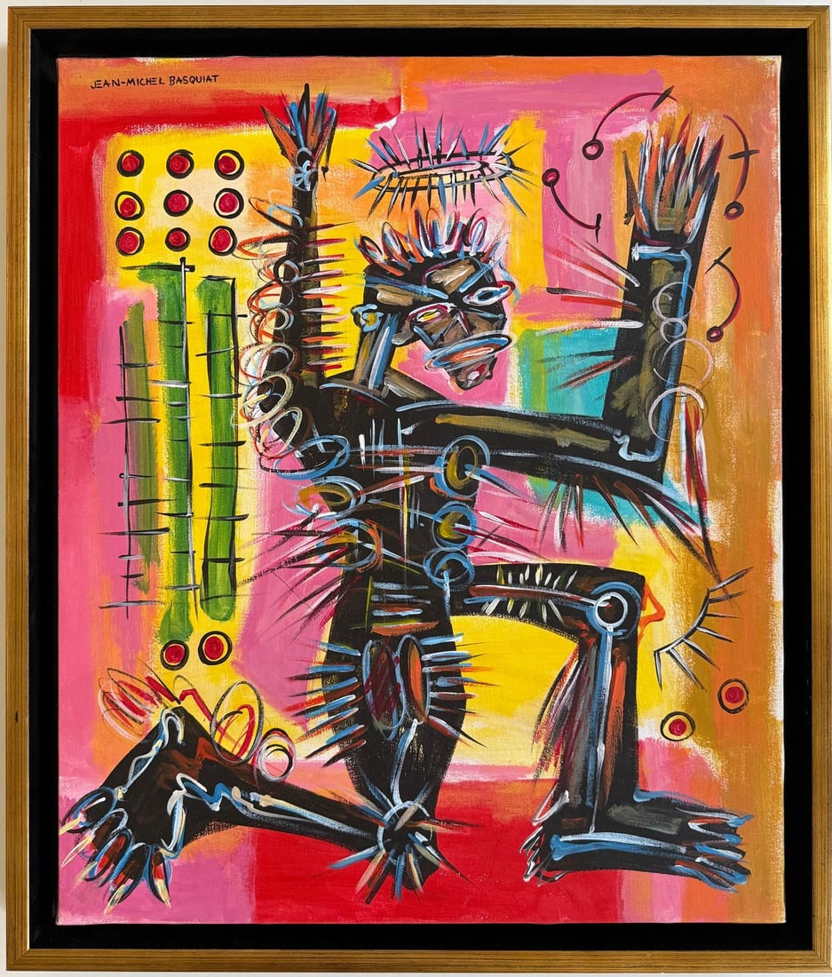 Jean Michel Basquiat Abstract In The Style of. Neo Expressionism & Modern Era Mixed Media/Canvas. (1 of 7)
