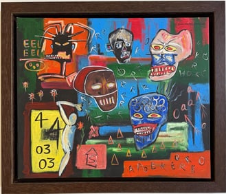 Jean Michel Basquiat Abstract In The Style of. Neo Expressionism & Modern Era Mixed Media/Canvas.