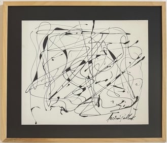 Jackson Pollock American Oil on Paper Painting In The Style of. Rothko, Kline, de Kooning Era