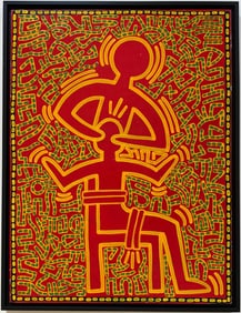 Keith haring American 1958 - 1990 Acrylic/Canvas In The Style of. Warhol & Haring Pop Art Period.