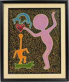 Keith haring American 1958 - 1990 Acrylic/Canvas In The Style of. Warhol & Haring Pop Art Period.