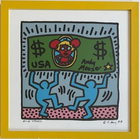 Keith haring American 1958 - 1990 Silkscreen In The Style of. Warhol & Haring Pop Art Period.