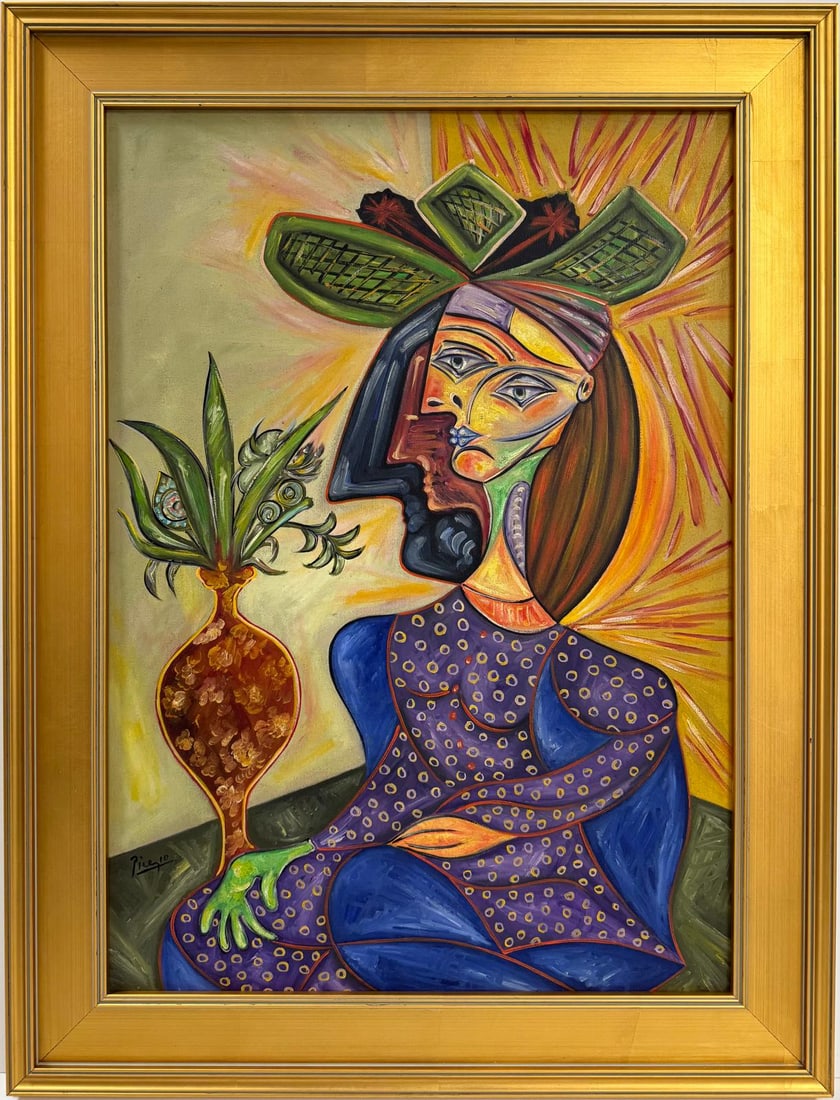 Pablo Picasso Spanish Oil on Canvas . Dali, Magritte, Chagall & Picasso Era