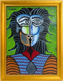 Pablo Picasso Spanish Oil on Canvas In The Style Of. Dali, Magritte, Chagall & Picasso Era