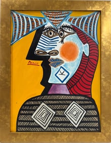 Pablo Picasso Spanish Oil on Canvas In The Style Of. Dali, Magritte, Chagall & Picasso Era