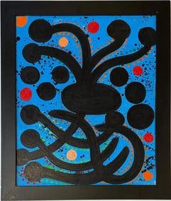 Joan Miro Spanish 1893 - 1983 Oil on Canvas in the style of. Dali, Magritte, & Miro Surrealism Era.