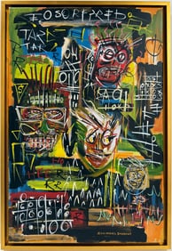 Jean Michel Basquiat Abstract In The Style of. Neo Expressionism & Modern Era Mixed Media/Canvas.