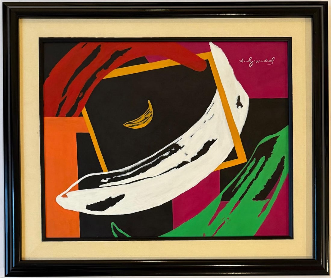 Andy Warhol American 1928-1987 Acrylic on Canvas Painting in the style of. Basquiat Pop Art Era: Title: Untitled Technique: Oil on canvas Dimensions: 16 x 19 inches Date: Undated Provenance: Private collection Condition: Good Visual Description:This vibrant oil on canvas presents a bold and abstr