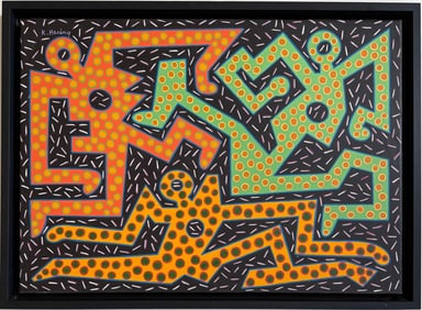 Keith haring American 1958 - 1990 Acrylic/Canvas In The Style of. Warhol & Haring Pop Art Period.