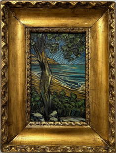 Vincent Van Gogh Dutch 1853-1890 Oil on Canvas painting. Gaugin & Van Gogh Impressionist Period.: Title: Landscape Technique: Oil on canvas Dimensions: 15 x 12 inches Date: Undated Provenance: Private collection Condition: Good Visual Description:This compact yet expressive landscape captures a wi