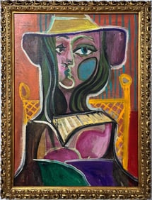 Pablo Picasso Spanish Oil on Canvas In The Style Of. Dali, Magritte, Chagall & Picasso Era