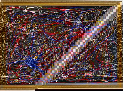 Jackson Pollock American Oil on canvas Painting In The Style of. Rothko, Kline, & Pollock Era: Title: Number 37 Technique: Oil on canvas Dimensions: 20 x 28 inches Date: 1951 Provenance: Private collection Condition: Good Visual Description:A dynamic and energetic composition, this painting bur