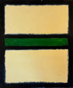 Mark Rothko Russian 1903 - 1970 Oil on Canvas painting in the style of. Pollock, Kline, Abstract Era: Title: Untitled Technique: Oil on canvas Dimensions: 47 x 39 inches Date: 1963 Provenance: Private collection Condition: Good Visual Description:This abstract composition is defined by a structured ar