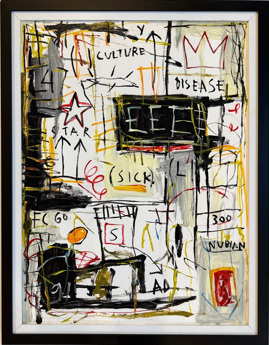 Jean Michel Basquiat Abstract In The Style of. Neo Expressionism & Modern Era Mixed Media/Canvas. (1 of 7)