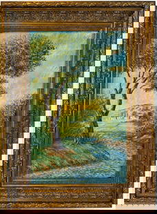 Claude Monet French 1840 - 1926 Oil on Canvas In the Style of. Renoir & Manet Impressionist Era.: Title: Untitle Technique: Oil on canvas Dimensions: 23 x 15 inches Date: Undated Provenance: Private collection Condition: Good Visual Description:This serene landscape captures the peaceful rhythm of