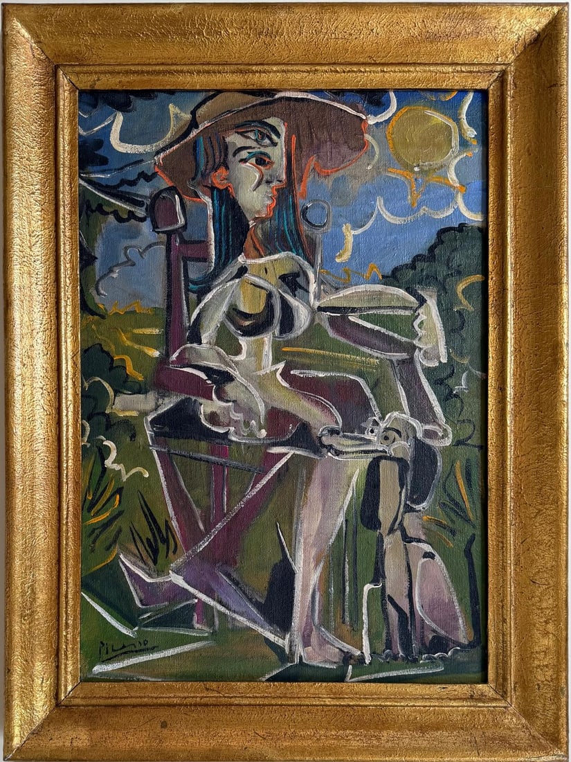 Pablo Picasso Spanish Oil on Canvas painting in the style of. Dali, Chagall & Picasso Erao