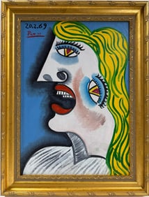 Pablo Picasso Spanish Oil on Canvas painting in the style of. Dali, Chagall & Picasso Erao