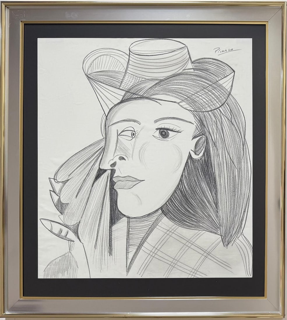 Pablo Picasso Spanish Crayon on Paper painting in the style of. Dali, Chagall & Picasso Erao (1 of 8)