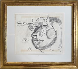 Pablo Picasso Spanish Crayon on Paper painting in the style of. Dali, Chagall & Picasso Erao