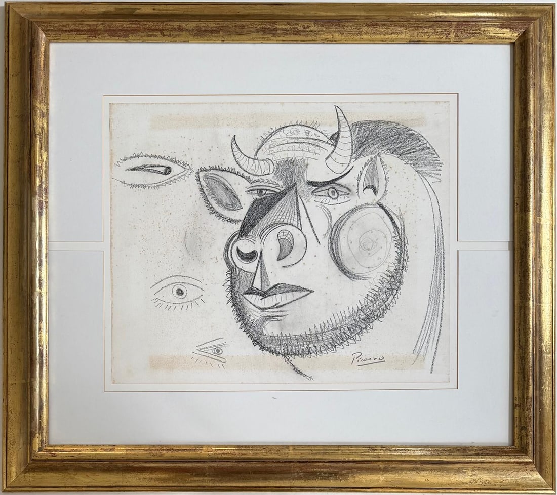 Pablo Picasso Spanish Crayon on Paper painting in the style of. Dali, Chagall & Picasso Erao (1 of 8)