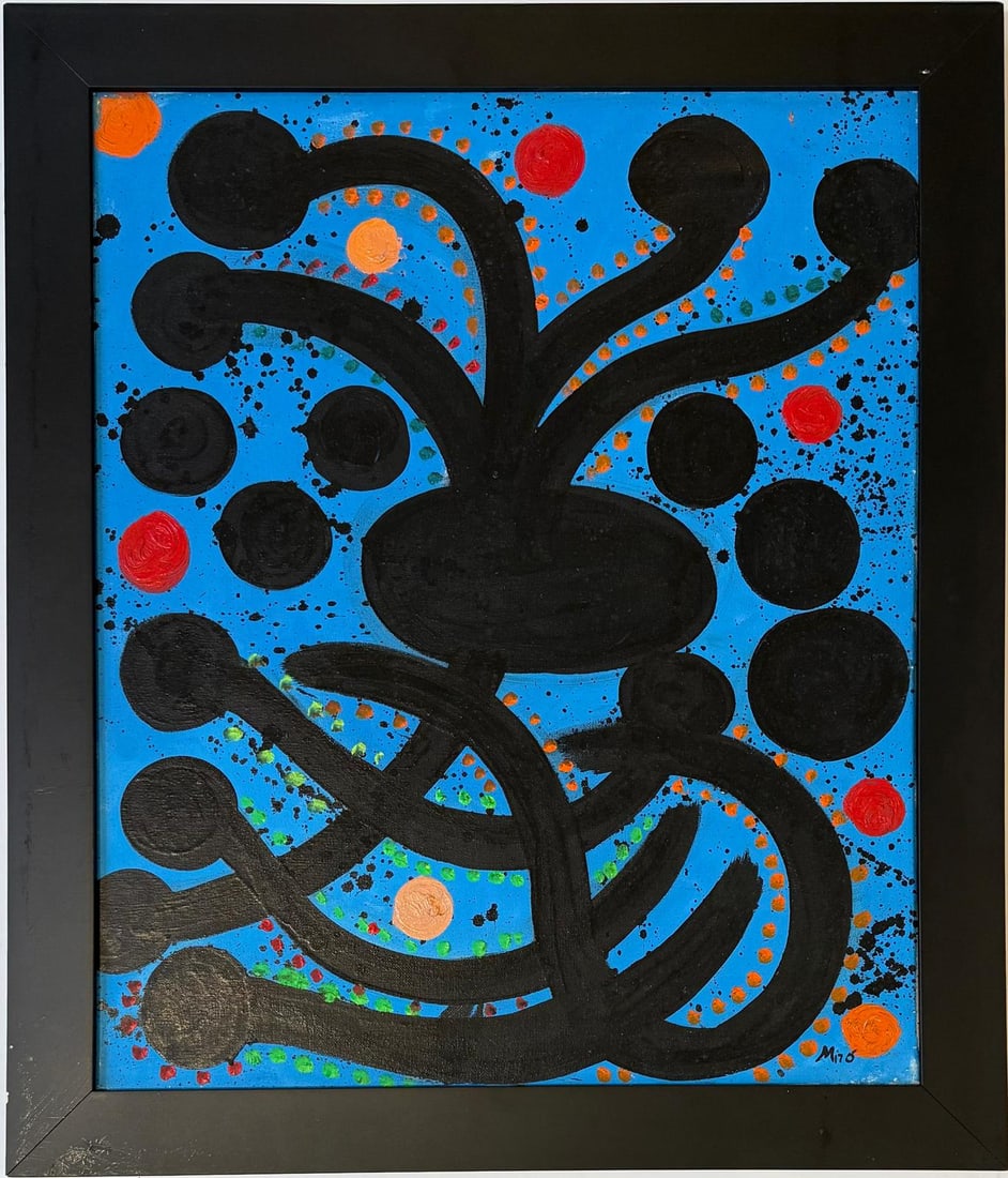 Joan Miro Spanish 1893 - 1983 Oil on Canvas in the style of. Dali, Magritte, & Miro Surrealism Era. (1 of 7)