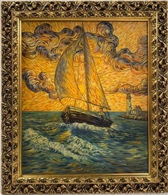 Vincent Van Gogh Dutch 1853-1890 Oil on Canvas painting. Gaugin & Van Gogh Impressionist Period.