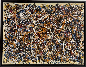 Jackson Pollock American Oil on Canvas Painting In The Style of. Rothko, Kline, & Pollock Era