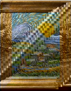 Vincent Van Gogh Dutch 1853-1890 Oil on Canvas painting. Gaugin & Van Gogh Impressionist Period.: Title: Untitle Technique: Oil on canvas Measures: 15 x 12 inches Year: Undated Condition: Good Provenance: Private collection Visual Description:This expressive oil on canvas painting captures a pasto