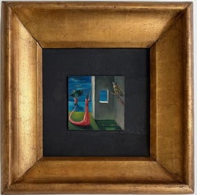 Gertrude Abercrombie American 1907-1977 Oil on Masonite Painting In the Style of.Picasso, Dali Era.