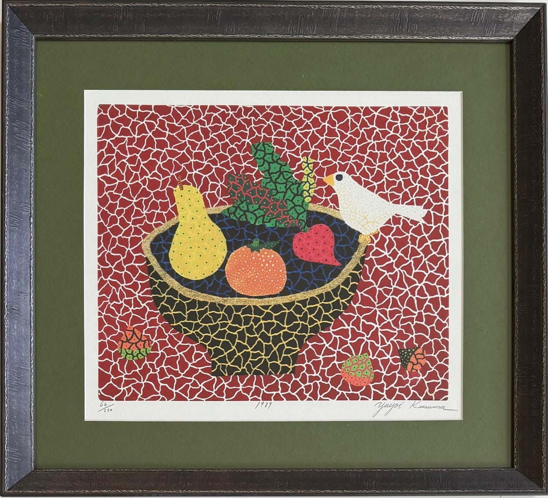 Yayoi Kusama (B.1929), In the Style of. Andy Warhol and Haring Pop Art Era. Color silkscreen (1 of 6)