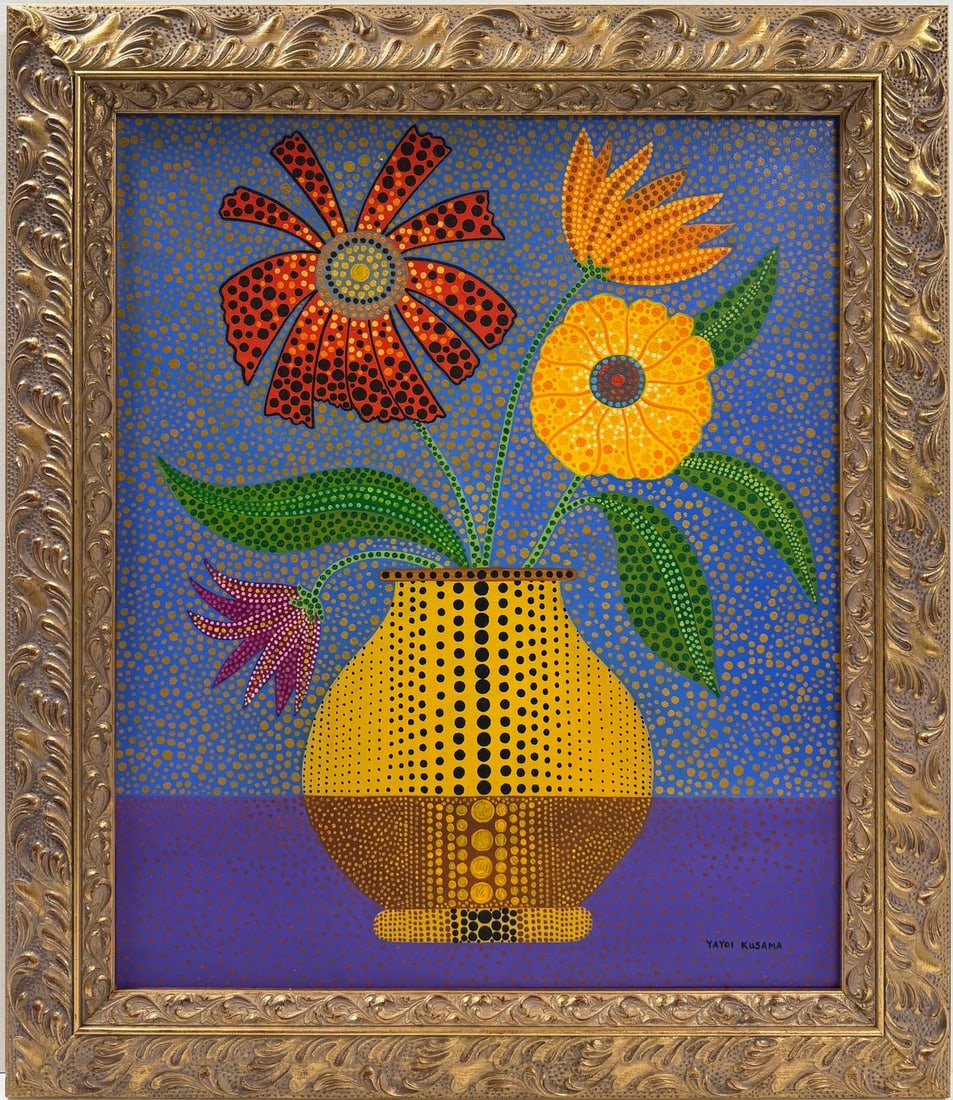 Yayoi Kusama (B.1929), In the Style of. Andy Warhol and Haring Pop Art Era. Oil on Canvas (1 of 6)