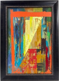 John Hoyland British Acrylic/Canvas painting in the style of. Cy Twombly and Pollock Abstract Era