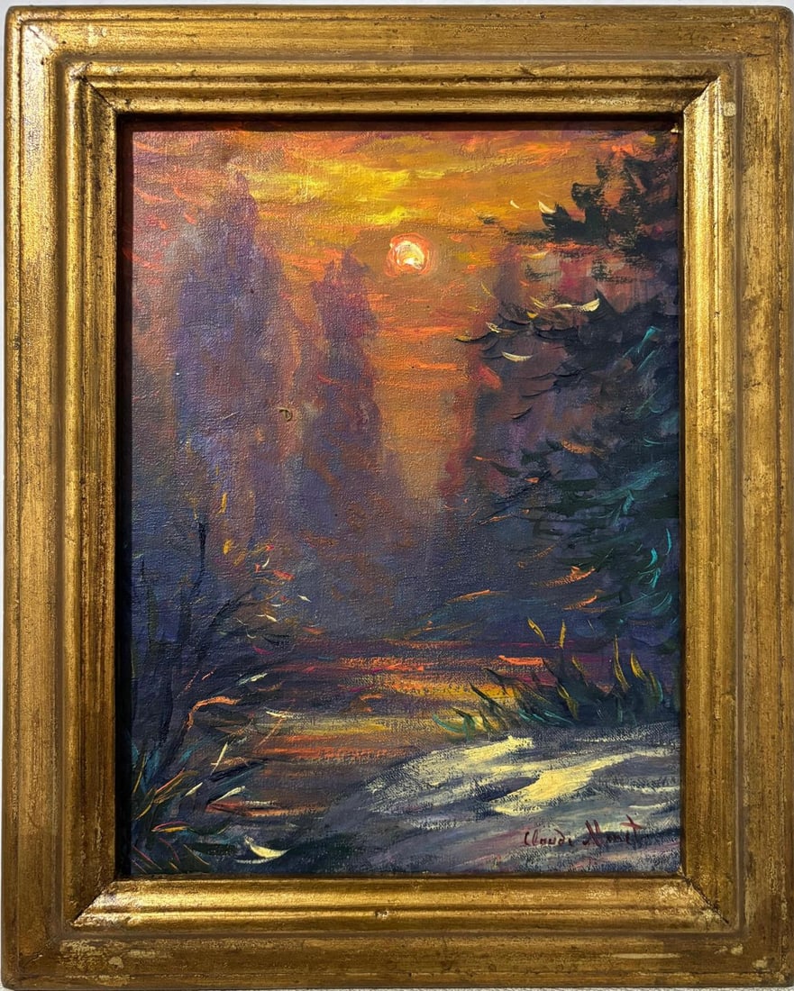 Claude Monet French 1840 - 1926 Oil on Canvas In the Style of. Renoir & Manet Impressionist Era.: Item DetailsDescription Title: Untitled Technique: Oil on canvas Dimensions: 13 x 10 in. Date: Undated Provenance: Private collection Condition: Good Visual Description:This atmospheric painting captu