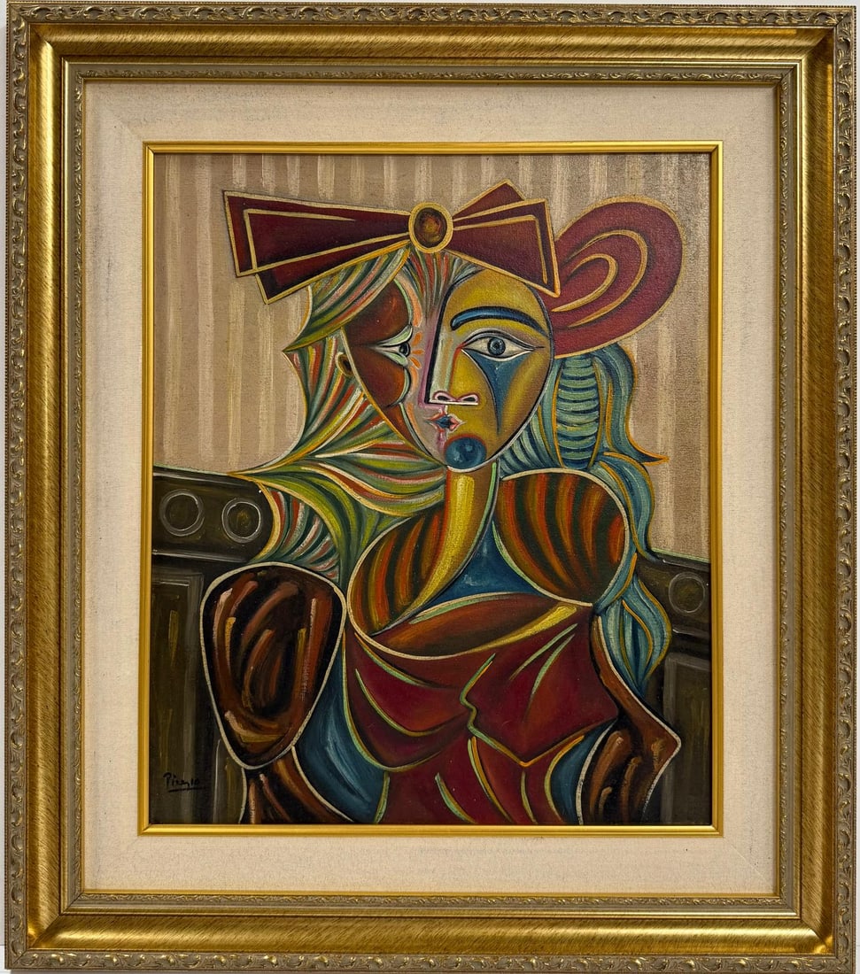 Pablo Picasso Spanish Oil on Canvas In The Style Of. Dali, Magritte, Chagall & Picasso Era