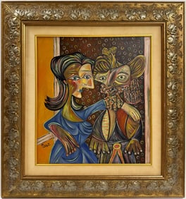 Pablo Picasso Spanish Oil on Canvas In The Style Of. Dali, Magritte, Chagall & Picasso Era