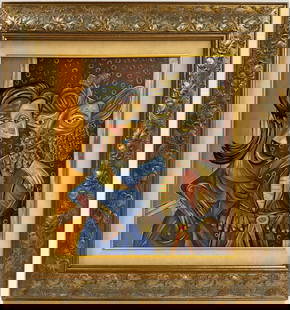 Pablo Picasso Spanish Oil on Canvas In The Style Of. Dali, Magritte, Chagall & Picasso Era: Title: Untitle Technique: Oil on canvas Measures: 20 x 18 inches Year: 1936 Condition: Good Provenance: Private collection Visual Description:This dynamic oil on canvas composition captures an intimat