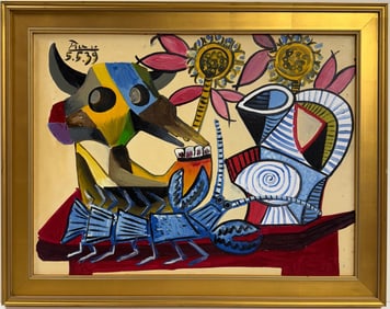 Pablo Picasso Spanish Oil on Canvas In The Style Of. Dali, Magritte, Chagall & Picasso Era