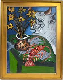Pablo Picasso Spanish Oil on Canvas In The Style Of. Dali, Magritte, Chagall & Picasso Era