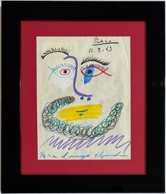 Pablo Picasso Spanish Crayon on Paper. In The Style Of. Dali, Magritte, Chagall & Picasso Era