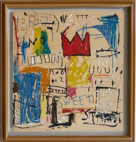 Jean Michel Basquiat Abstract In The Style of. Neo Expressionism & Modern Era Mixed Media/Paper.