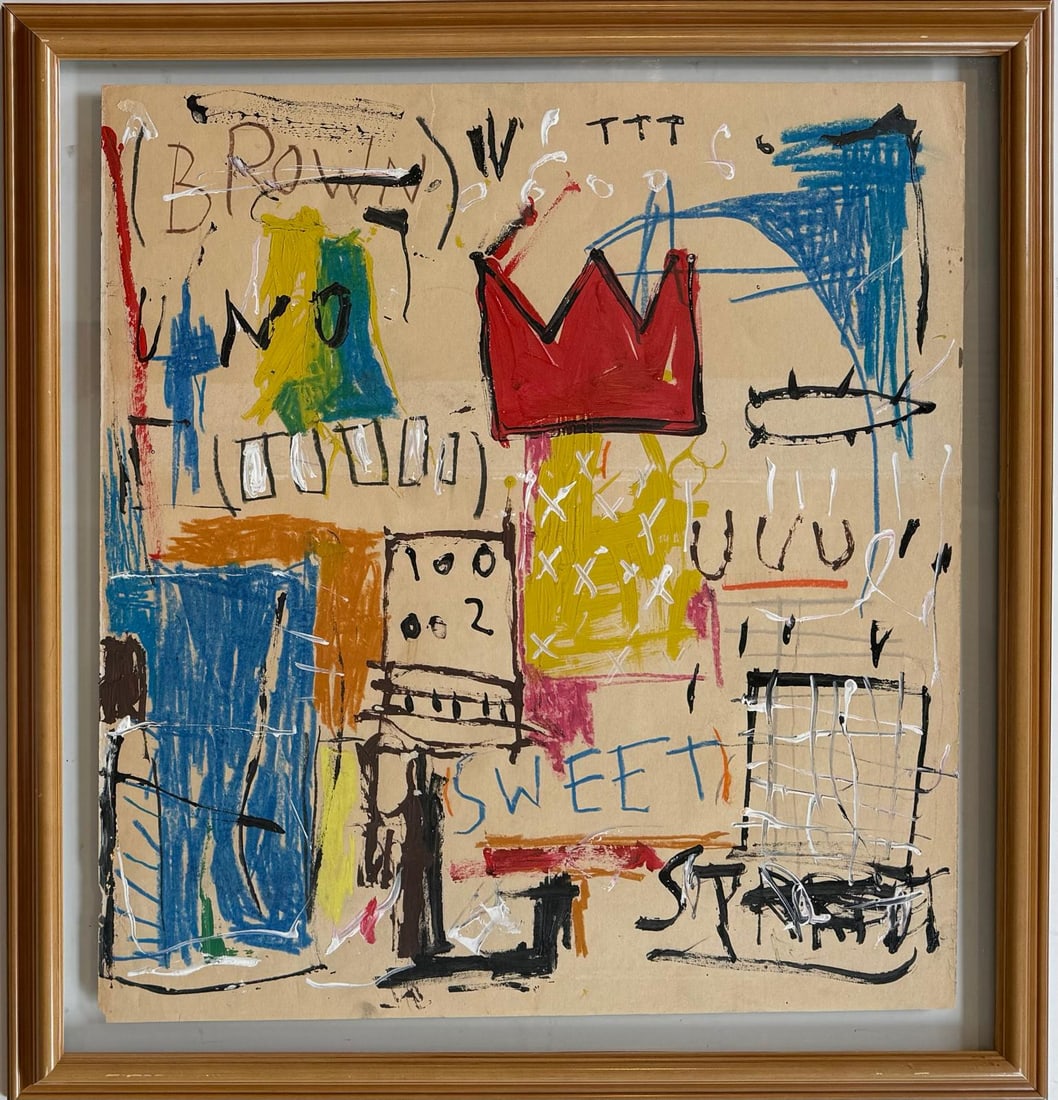 Jean Michel Basquiat Abstract In The Style of. Neo Expressionism & Modern Era Mixed Media/Paper. (1 of 9)