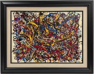 Jackson Pollock American Oil on Canvas Painting In The Style of. Rothko, Kline, & Pollock Era